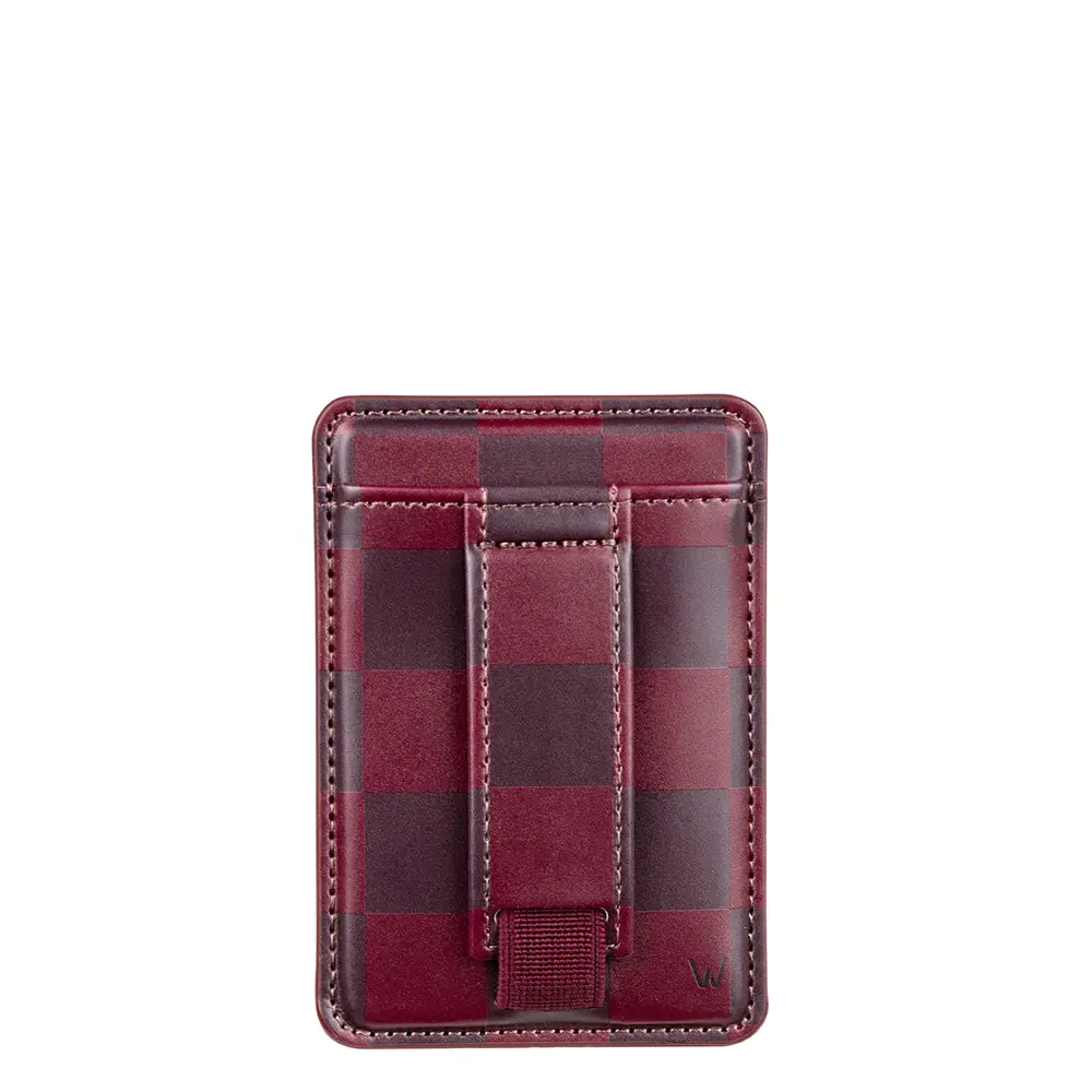Walli Cases Checkered Magnetic Phone Case Wallet, Adjustable Finger Strap, Card Holder Phone Accessory, Accessories
