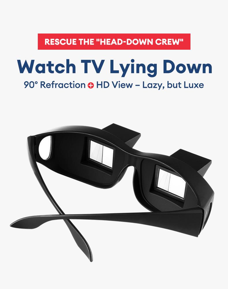 PAXA TJ001 Lazy Glasses, Bed Prism Glasses Spectacles, Horizontal High Definition Glasses, Prism Periscope Lie Down Eyeglasses for Reading and Watch TV in Bed, Unisex