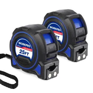 WORKPRO Heavy Duty Tape Measure, 2 Pcs 25FT Retractable Tape Measurement, Double Retract Long Stand Measuring Tape Accuracy 1/32 for Engineer, with Magnetic Hook, Belt Clip, Rubber Protective Casing