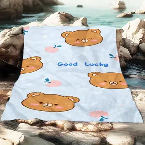 Teddy Bear Cloud Blanket with Fruit Print, Soft and Warm for All Seasons, Perfect for Rooms, Sofas, Beds, Travel, and Camping