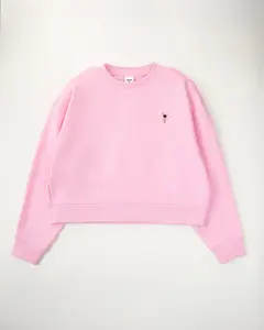 Crop Oversized Sweatshirt | Casual Drop Shoulder Crew Neck Pullover