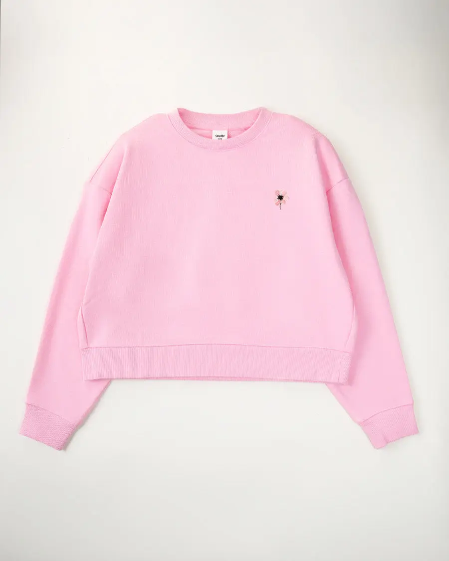 Crop Oversized Sweatshirt | Casual Drop Shoulder Crew Neck Pullover