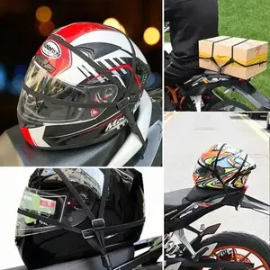 Universal Motorcycle Helmet Luggage Rope, Adjustable Hanging Ropes, Motorcycle Bungee Cord Bandage, Retractable Elastic Strap for Helmet Luggage