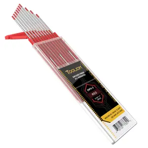 TOOLIOM TIG Tungsten Welding Tungsten Electrodes, WT20 2% Thoriated 1/8", 3/32" x 7" (Red, Ewth-2) 10-Pack