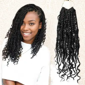 Goddess Locs Crochet Hair River Locs  Wavy Crochet With Curly Hair Synthetic  Braiding Hair Extension  2X RIVER BRAID