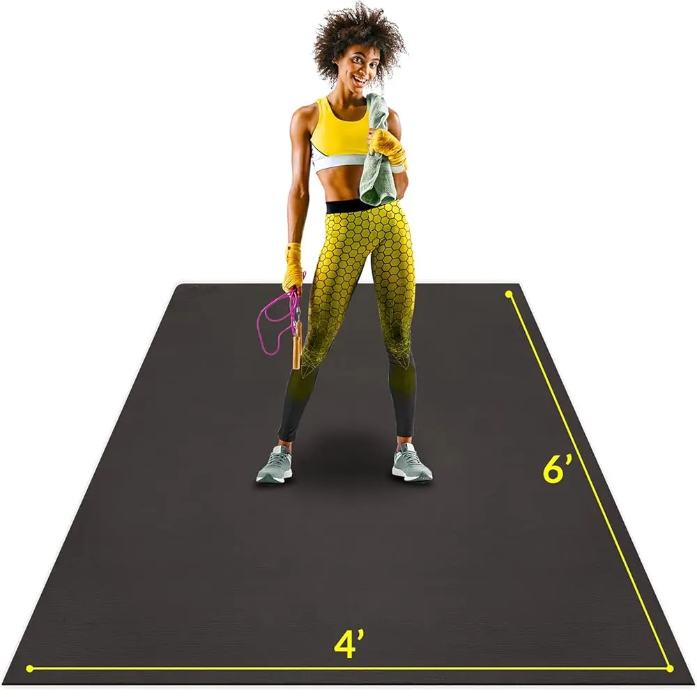ActiveGear Rubber Exercise Mat – 6x4 ft Black for Home Gym Workouts