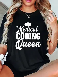 Unisex 100% Cotton Medical Coding Queen | ICD Medical Coder Gift T-Shirt – Trendy Summer Tee, Casual Streetwear, Gift for Him & Her