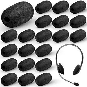 Mini Size Headset Windscreen Microphone  Cover Small Lapel Mic Sponge Pop Filter Replacement for Hole Ear-Hook Other Headset Microphones(5 x 36 mm,Black,20)