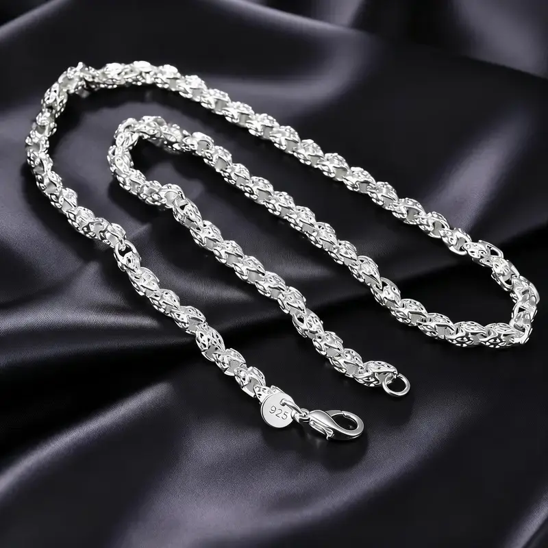 20-24in 5mm 925 Silver Chain Link Necklace, Hypoallergenic Jewelry for Women & Men, Fashion Party Wedding Jewelry, Elegant Gift for Everyday Wear