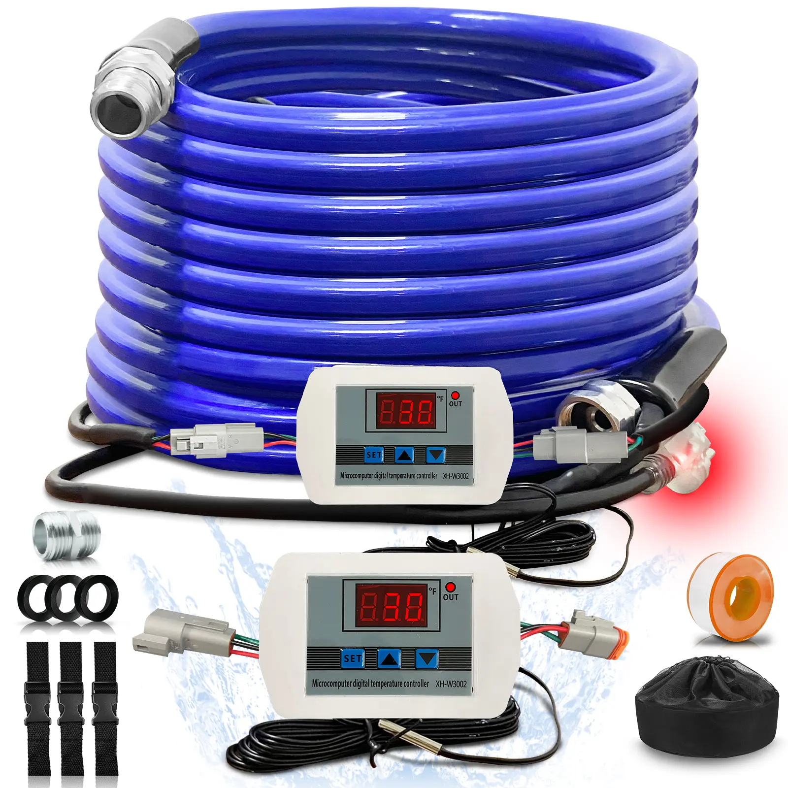 AYJKSEVEN Replaceable Heated Water Hose for RV 15FT Drinking 6.0 Upgrade with Smart Thermostat to Keep Fresh Water Running in Winter Freezing Temperature Down to -45℉, Electric Camper Garden Hose Heater