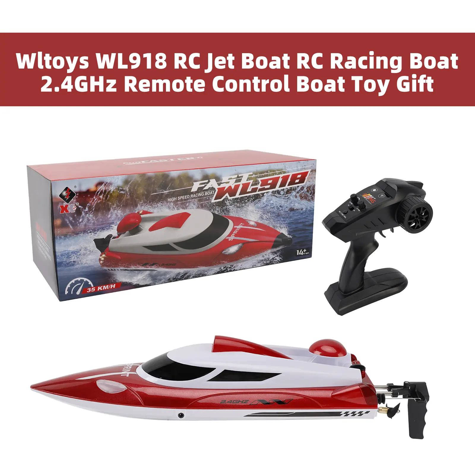2.4GHz RC Jet Boat Speed Racing Boat with Remote Control Gift for Children
