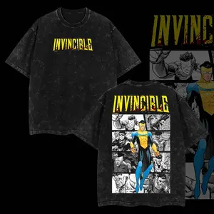 Mark Invincible War Comic Double Printed Oversize Lightweight Acid Washed Tee, TV Series Graphic Tee, Gift T-Shirt For Comic Lover