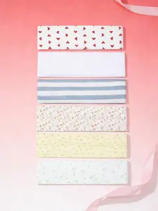6pcs Sweet Soft Fabric Heart Floral Wide Hair Bands, Simple Fresh Hair Bows for Daily Use, Sweat-Absorbent Elastic Hair Accessories, Hair Bows Headbands