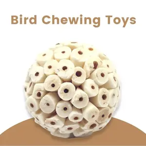 Parrot Chew Toy, Bamboo Ball Teething Stick, Dental Health Chewing Toy, Stress Relief Bird Toy, Fun and Engaging Pet Accessory
