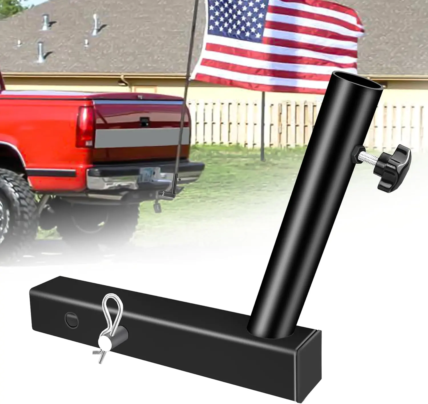 Hitch Flag Pole Holder, Heavy-Duty Truck Flag Pole Mount Kit for 2-Inch Receivers, Adjustable Car Flag Pole for Jeep, SUV, RV, Pickup, Trailer – Rust-Resistant, Stable & Easy Install