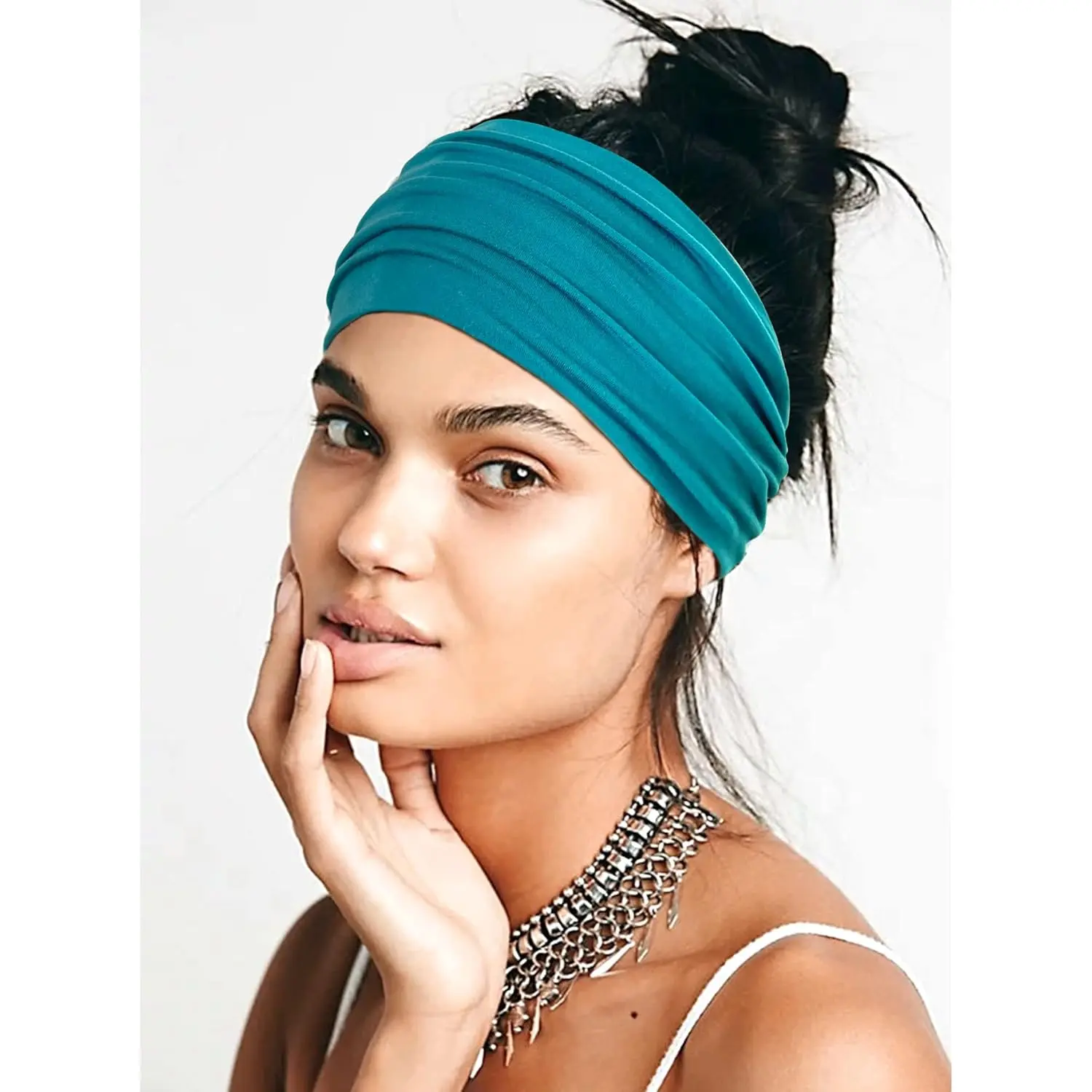 7\'\' Wide Headbands for Women, Extra Large Turban Workout Headband Allucho Wide Headbands for Women - 7 main image 4