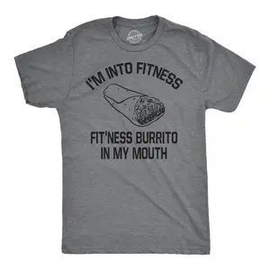 Mens Fitness Burrito Funny Gym T shirt Sarcasm Hilarious Workout Novelty Tees Mens Funny T Shirts Cool Vintage Fashion T-Shirt Gift Classic Menswear Cinco De Mayo Apparel for Men Funny Fitness Short Sleeve
