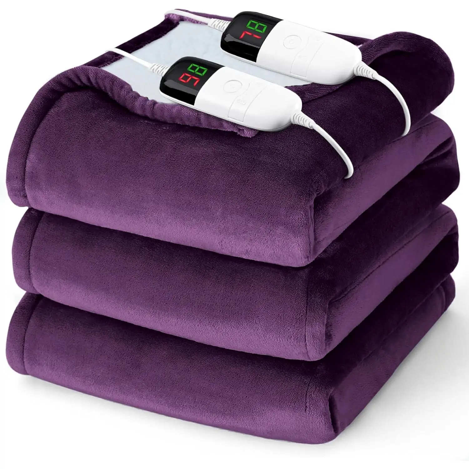 Heated Electric Blanket Queen Size - 84" x 90" Heating Blanket with Dual Control, 10 Heating Levels & 8 Hours Auto Off, Soft Warm Flannel Blanket, Christma
