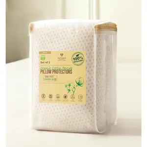 2-Pack Deluxe Cooling Organic Pillow Protectors Queen Size Organic Cotton Percale Waterproof & Breathable Zippered Encasements Crisp & Breathable Feel OCS Blended Oeko-TEX Certified