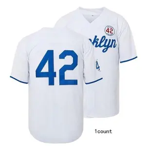 Men's Black Legend 42 Button Down Jersey 90s Hip Hop Baseball Jersey Stitched embroidery robinson jackie