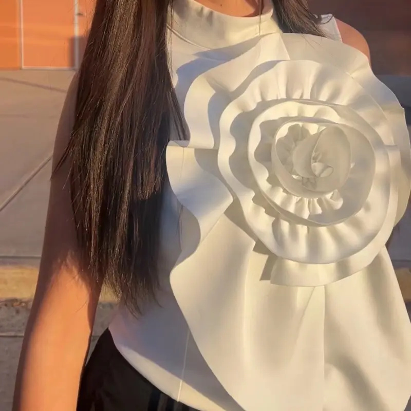Sophia Big Flower NVME Blouse - White