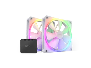 NZXT Aer F140 RGB White Twin Pack - 2x Fan & RGB Lighting Controller - High Performance Airflow Fans