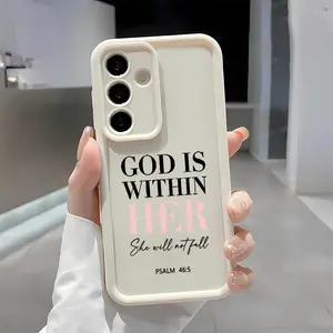 Pink Bible Psalms Quotes Christian Soft&Flexible TPU Silicone Phone Case For Galaxy S26 Ultra S25 Edge S24 FE S23 S22 S21 Plus A13 A14 A15 A16 A17 A33 A34 A35 A36 A52 A53 A54 NOTE20 Durable|Shockproof|Full Camera Protection|Anti-Fingerprint