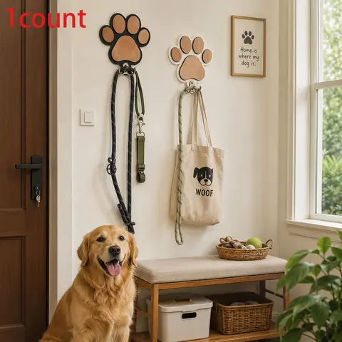 Wooden Dog Paw Print Hook, Clothes Hanger, Pet Leash Wall Hook, Creative Pet Store Decor, Fashionable Wall Hanging, Home Organizer Hook, Wall Hooks For Hanging, Hanging Accessory, Decorative Hooks, 1 Piece