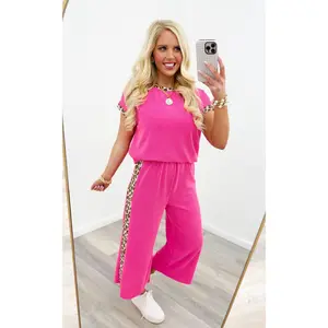 Ribbed Animal Detail Pant Set