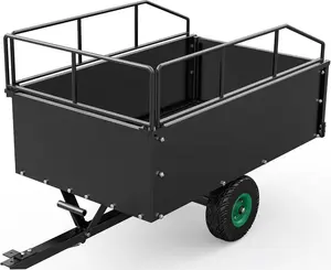 YITAMOTOR Heavy ATV Trailer Steel Tow Behind Dump Cart 750 LBS 15 Cu ft W/ Removable Sides