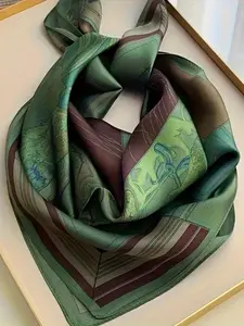 1pc Lightweight Unique Tie-Dye Scarf, 100% Breathable Polyester Satin, Vintage Style Fashion Women's Scarf, Versatile Scarf for Work and Casual Wear