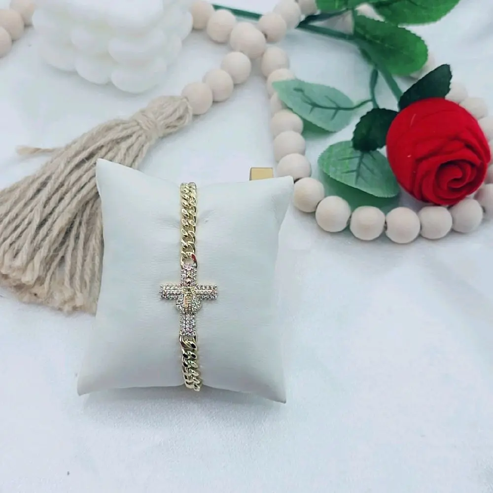 valdiviajewery #2195 High Quality 14k Gold Plated Cross Bracelet
