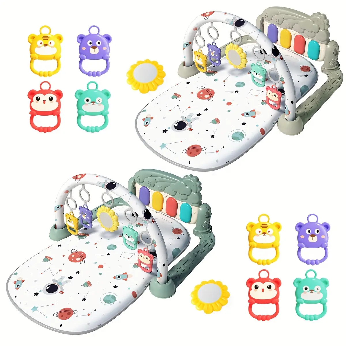 Gyms Play Mats, Musical Activity Center Astronaut Pattern Piano Gym Mat Padded Mat for Baby, Infant Play Mat, Tummy Time Mat, Perfect Holiday gift, Random Accessories Color, Play Mat for Babies, Playgym Mat, Toddler Play Mat