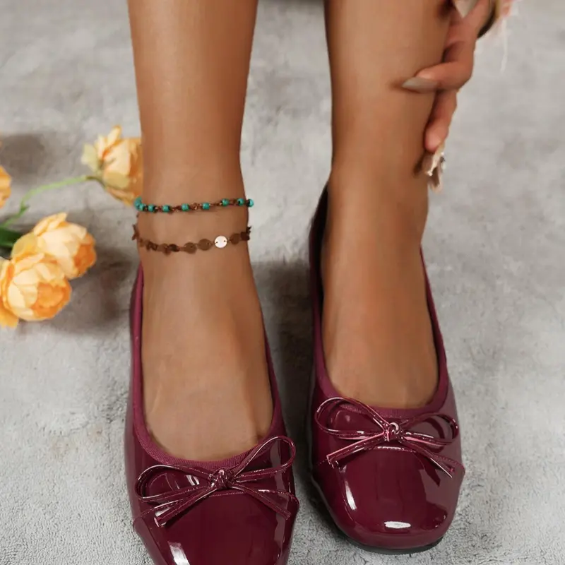 Women's Elegant Bowknot Design Mary Jane Flats Shoes, Cute Trendy Flat Round Toe Shoes, Fashionable Shoes for Daily Wear, Girl
