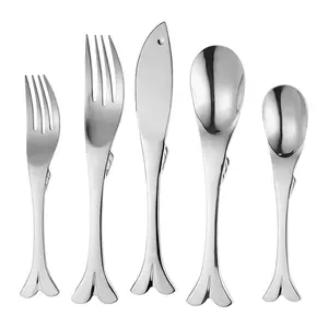 20-Piece Fish Shaped Flatware Set, 18/8 Stainless Steel Silverware Cutlery Set, Service for 4, Mirror Polished, Dishwasher Safe (Fish)