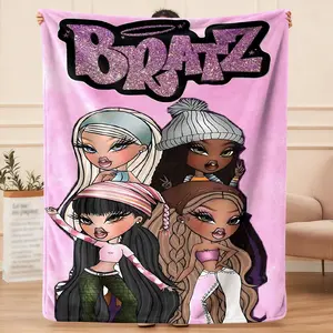 Bratz  flannel blanket, exclusive gift for home, office, camping travel, personalized pattern design, modern style, soft texture