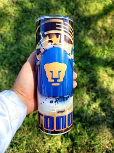 Pumas Del UNAM 20oz 30oz Skinny Straight Tumbler Logo Futbol Mexicano Soccer Liga MX Custom Personalized Gift Present, Fans Souvenir