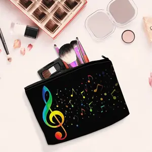 1pc Colorful Notes Pattern Makeup Bag, Lightweight Durable Zipper Pouch, Cosmetics Organizer, Ideal for Toiletries Snacks Essentials, Business Travel Vacation Gym Camping,Gifts For Friends, Holiday gifts.0119CYJ