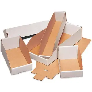 Box Partners  5 x 18 x 4.5 in. White Bin Boxes Case, Pack of 50