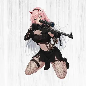 Zero Two Sniper Girl Sticker, Tactical Waifu, Tattoo Aesthetic Vinyl Decal
