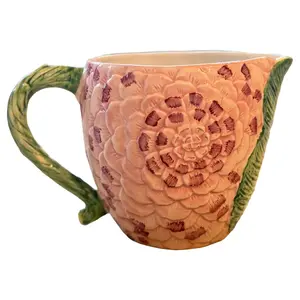 Vintage Chrysanthemum Hand-Painted Ceramic Pitcher (1992)
