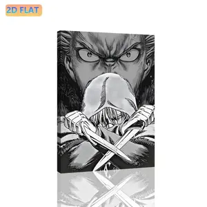 [2D Flat] 1pc Vinland Saga Anime Poster - Framed Canvas Wall Art with Dynamic Action Scene, Black & White Manga Decor - Ready-to-Hang Framed Print for Living Room, Bedroom, for Man Cave, Bar - Perfect Christmas Gift for Anime Fans