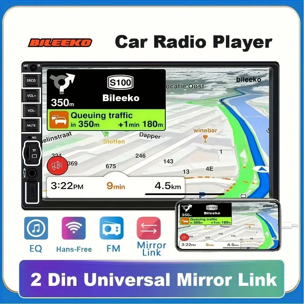 Full Screen Touch Control Car Mp5 Player, Smooth and Responsive Operation, Ideal for Driving Convenience, Abs Enclosure Material