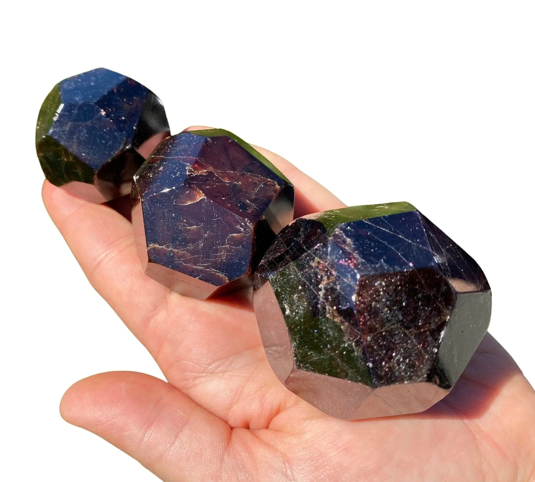 Faceted Polished Garnet Stone - Polished Dodecahedron Garnet Stone - Faceted Garnet Crystal - Red Garnet Gemstone