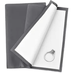 SEVENWELL 2pcs Jewelry Polishing Cleaning Cloth Large 10'' x 12'' for Sterling Silver Jewelry Gold, Diamond, Platinum, Precious Stones, Coins (Gray)