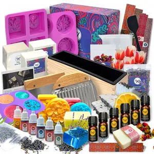 Wallace & Williamson Deluxe Soap Making Kit - Adults & Kids - Modern Floral Theme - Includes Shea Butter Soap Base, Molds, Scents, Dyes, Tools & Instructions