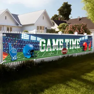 , Large Football Yard Banner - 120x20 Inch | Football Stadium Backdrop | Birthday Party Decorations | Field Backdrop