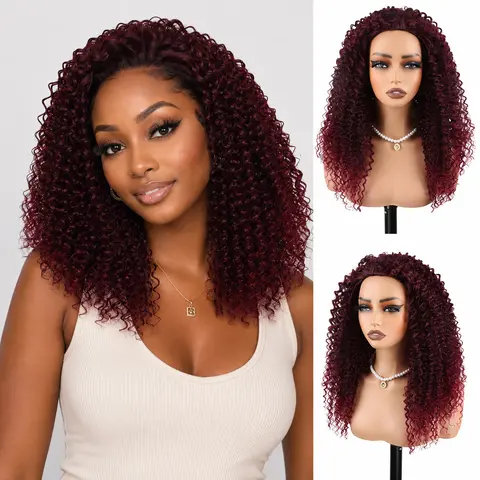16 Inch Half Wig Synthetic Hair 3 In 1 Cruly Hair with Drawstring Synthetic Wig Glueless Wear For Beginner Friendly Water Wave For Black Women #tiktokshopblackfriday