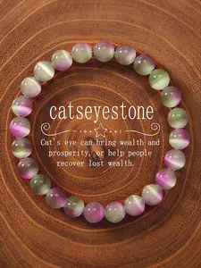 Natural Cat Eye Healing Crystal Bracelet, Bring Wealth & Prosperity, Spiritual Jewelry Gift for Men Women, Unisex Chakra Balance Energy Accessory