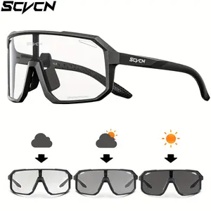 [Photochromic Cycling Glasses] SCVCN Polycarbonate Glasses, Photochromic, Classic |   Men Women, Mixed Color, for MTB Bike Outdoor Sports, Racing Bicycle, Riding, Driving, Fishing, Running, Golf, Beach, Sunbathing Pinhole Vision Improvement Glasses